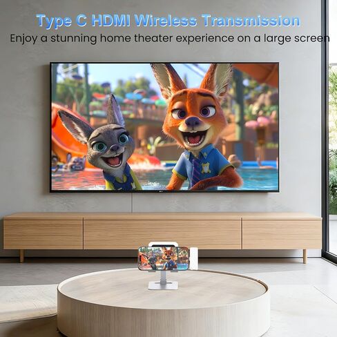 Rocketek Type C Wireless HDMI Transmitter and Receiver, Plug&Play, Ultra 4K Decode Input 1080P@60Hz Output, 50M 5G+2.4G and Audio for iPhone 17/16/15/iPad/Tablet/Laptop/PC to Monitor/Projector/TV Box in Kuwait