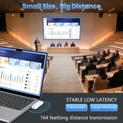 Rocketek Type C Wireless HDMI Transmitter and Receiver, Plug&Play, Ultra 4K Decode Input 1080P@60Hz Output, 50M 5G+2.4G and Audio for iPhone 17/16/15/iPad/Tablet/Laptop/PC to Monitor/Projector/TV Box in Kuwait