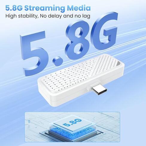 Rocketek Type C Wireless HDMI Transmitter and Receiver, Plug&Play, Ultra 4K Decode Input 1080P@60Hz Output, 50M 5G+2.4G and Audio for iPhone 17/16/15/iPad/Tablet/Laptop/PC to Monitor/Projector/TV Box in Kuwait