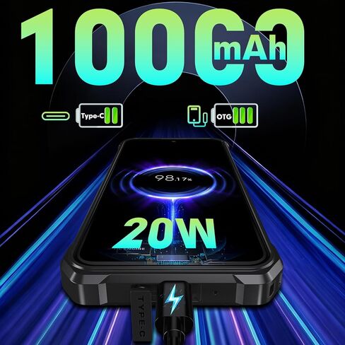 FOSSIBOT F110L 8GB+128GB +2TB هاتف اتصال متين غير مقفل، هاتف ذكي 10000 مللي أمبير في الساعة يعمل بنظام Android 15، هاتف بصوت عالٍ 128 ديسيبل، كاميرا 6.745 بوصة 50 ميجابكسل هاتف مقاوم للماء ثنائي شريحة الاتصال/إضاءة تخييم (2026 برتقالي) in Kuwait