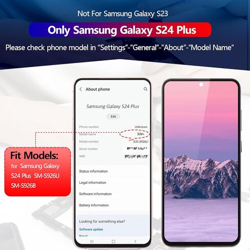 شاشة OLED لهاتف Samsung Galaxy S24 Plus بديل لشاشة Samsung Galaxy S24+ SM-S926U شاشة LCD تعمل باللمس مجموعة رقمية مع أدوات (مع دعم الإطار لبصمة الإصبع) in Kuwait
