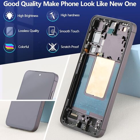 شاشة OLED لهاتف Samsung Galaxy S24 Plus بديل لشاشة Samsung Galaxy S24+ SM-S926U شاشة LCD تعمل باللمس مجموعة رقمية مع أدوات (مع دعم الإطار لبصمة الإصبع) in Kuwait