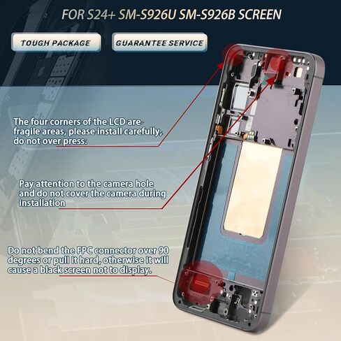 شاشة OLED لهاتف Samsung Galaxy S24 Plus بديل لشاشة Samsung Galaxy S24+ SM-S926U شاشة LCD تعمل باللمس مجموعة رقمية مع أدوات (مع دعم الإطار لبصمة الإصبع) in Kuwait