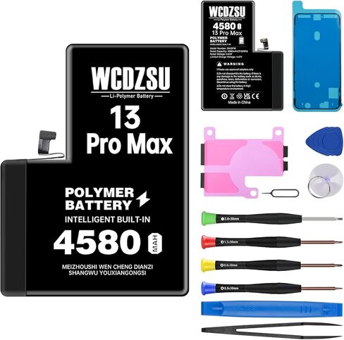 Battery Replacement for iPhone 13 Pro Max 4580mAh High Capacity New 0 Cycle Lithium Polymer Battery for iPhone 13 Pro Max with Full Tool Kit Model A2484 A2641 A2644 A2645 A2643 in Kuwait
