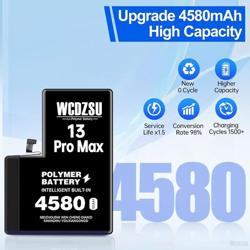 Battery Replacement for iPhone 13 Pro Max 4580mAh High Capacity New 0 Cycle Lithium Polymer Battery for iPhone 13 Pro Max with Full Tool Kit Model A2484 A2641 A2644 A2645 A2643 in Kuwait