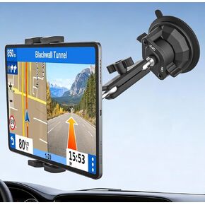 GDZN Tablet Holder for Car Truck Windshield Dashboard, Upgraded Anti-Shake iPad Mount with Super Suction Cup & Adjustable Aluminum Arm, Fits 4.7-13" iPad Pro Air Mini, Galaxy Tab, Z Fold, iPhone in Kuwait