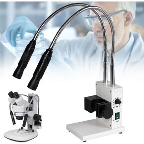 Fiber Optic Microscope Illuminator, with Dual Gooseneck LEDs, 500mm Flexible Light Tube, 6000K Cool Light, Adjustable Aperture for Stereo Zoom Microscopes, Lab Imaging in Saudi Arabia