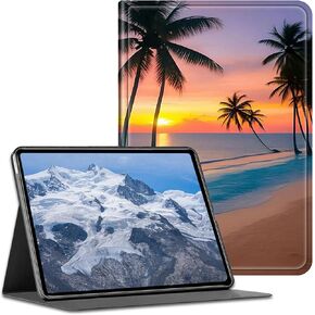 حافظة لجهاز Kindle Paperwhite مقاس 7 بوصات (الجيل الثاني عشر، 2024) وKindle Colorsoft Signature Edition مقاس 7 بوصات من جلد البولي يوريثان غطاء واقٍ مضاد للصدمات مع تنبيه/نوم تلقائي، وأشجار النخيل على شاطئ الغروب in Kuwait