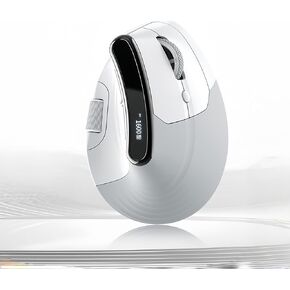 ماوس رأسي مريح لاسلكي، بلوتوث ثلاثي الوضع و2.4 جيجا/USB-C سلكي، عجلة تمرير مزدوجة، شاشة OLED، 8000 نقطة في البوصة PixArt 3220، ماوس مكتب صامت قابل للشحن 700 مللي أمبير في الساعة لأجهزة الكمبيوتر المحمول والكمبيوتر الشخصي وماك (أسود) in Kuwait