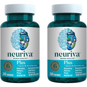 NEURIVA Plus Brain Performance (30 قطعة)، مكمل لدعم الدماغ بمكونات طبيعية مثبتة سريريًا 1 لكل قطعة (عبوة من قطعتين) in Kuwait