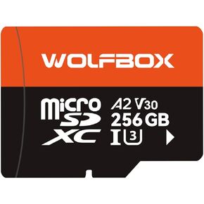 بطاقة WOLFBOX 256 جيجابايت MicroSD مع محول SD، حتى 100 ميجابايت/ثانية، U3 A2 V30، نقل عالي السرعة، يدعم تسجيل فيديو 4K UHD، متوافق مع G840S / G930 / G900PRO / G900 Tripro Dash Cams in Kuwait