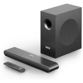 شريط صوت OXS S21 2.1 قناة مع مضخم صوت، صوت دقيق مع صوت جهير عميق، طاقة 240 وات، 3 أوضاع EQ، للمسرح المنزلي/الموسيقى/الألعاب، للتلفزيون، الكمبيوتر الشخصي، Xbox، PS4/5، الهاتف، مضغوط للغاية، إعداد بسيط، أسود in Kuwait
