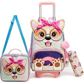 Mermaid Sequin Rolling Backpack for Girls Backpacks with Wheels Kids Wheeled School Bag Travel Suitcase Trolley Trip Luggage for Elementary Kindergarten Student in Kuwait