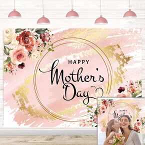 خلفية حفلة عيد الأم السعيدة مقاس 7x5FT أنا أحب أمي خلفية التصوير الفوتوغرافي زهرة وردية للنساء في يوم الملكة شكرًا ماما راية صور الدعائم in Kuwait
