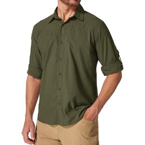 Mens Short Sleeve Button Down Shirts UPF 50+ Sun Protection Quick Dry Fishing Shirt for Travel Hiking Safari Camping in Kuwait