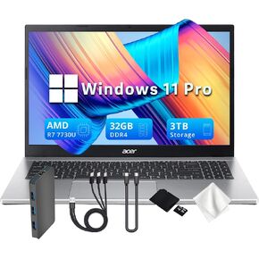 كمبيوتر محمول acer Aspire Go 15 مقاس 15.6 بوصة FHD، AMD Ryzen 7 7730U، ذاكرة الوصول العشوائي 16 جيجابايت، تخزين 1.5 تيرابايت (512 جيجابايت SSD ومجموعة قاعدة تركيب 1 تيرابايت)، AMD Radeon Graphics، Copilot+ PC، كاميرا HD، Wi-Fi 6، Windows 11 Pro، فضي in Kuwait