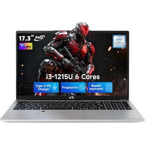 NIMO 17.3" FHD IPS Laptop, Intel Core i3-1215U (Beats i5-1135G7 Class), 32GB RAM, 1TB SSD, Windows 11 Home, Wi-Fi 6, Backlit Keyboard, Fingerprint, USB-C 65W Fast Charge, Bluetooth 5.2, 180° View in Kuwait