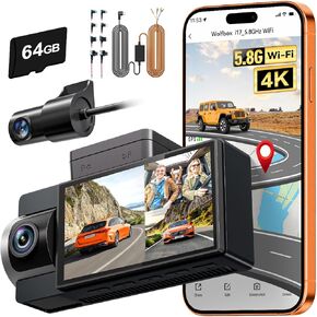 WOLFBOX i17 4K 3 Channel Dash Cam & USB C Hardwire Kit in Kuwait