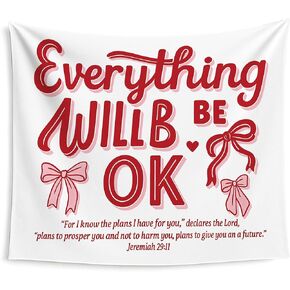 Evcprz Coquette Pink Bow Tapestry Christian Tapestry ، Tapestries Bible Verse Wall ، Preppy Girly Bow Scripture Wall Decor in Kuwait