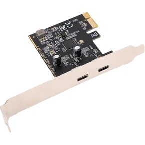 بطاقة توسيع Pomya Dual USB C PCIe مع شريحة ASM1042، محول نوع C عالي السرعة 5 جيجابت في الثانية لأجهزة الكمبيوتر المكتبية، التوصيل والتشغيل، متوافق مع PCIe X1/x4/x8/x16 in Kuwait