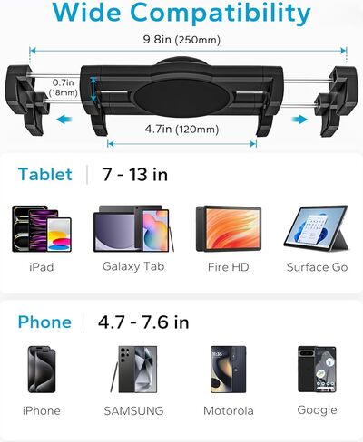 حامل كمبيوتر لوحي GDZN للوحة القيادة على الزجاج الأمامي لشاحنة السيارة، حامل iPad مطور مضاد للاهتزاز مع كوب شفط فائق وذراع ألومنيوم قابل للتعديل، يناسب iPad Pro Air Mini مقاس 4.7-13 بوصة، Galaxy Tab، Z Fold، iPhone in Kuwait