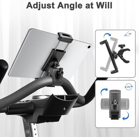 EEEKit Exercise Bike Tablet Holder, Spin Bike Tablet Holder Mount, 360° Adjustable Handlebar Stand, Compatible with IPad, and 4-13Inch Devices, for Stationary Bicycle, Treadmill, Microphone Stand in Kuwait