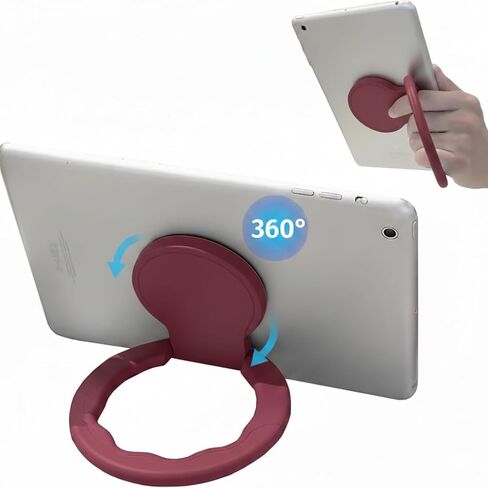 Adjustable Universal Tablet Stand Hand Strap Holder, 360 Degrees Handle Grip Compatible with iPad/Galaxy Tab and All 7-11" Tablets (Red) in Kuwait