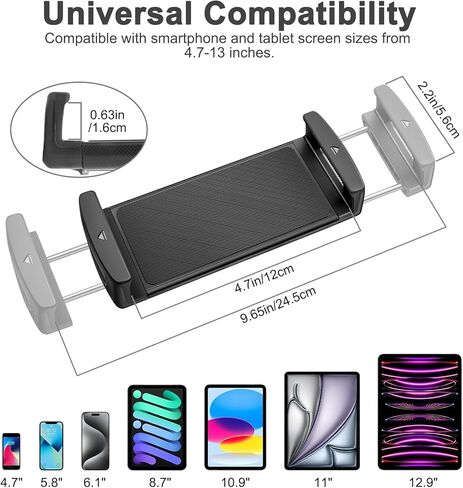 EEEKit Exercise Bike Tablet Holder, Spin Bike Tablet Holder Mount, 360° Adjustable Handlebar Stand, Compatible with IPad, and 4-13Inch Devices, for Stationary Bicycle, Treadmill, Microphone Stand in Kuwait