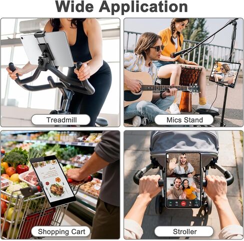 EEEKit Exercise Bike Tablet Holder, Spin Bike Tablet Holder Mount, 360° Adjustable Handlebar Stand, Compatible with IPad, and 4-13Inch Devices, for Stationary Bicycle, Treadmill, Microphone Stand in Kuwait