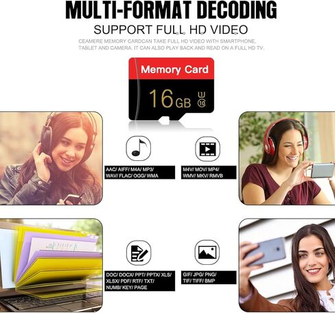 2 Pack Micro Memory Card 16 GB with Adapter, C10/U1/UHS-I/A1 TransFlash Card, TF Card for Smartphone, Tablet, Camera, Drone, Personal Computer (Red 64GB*2) in Kuwait