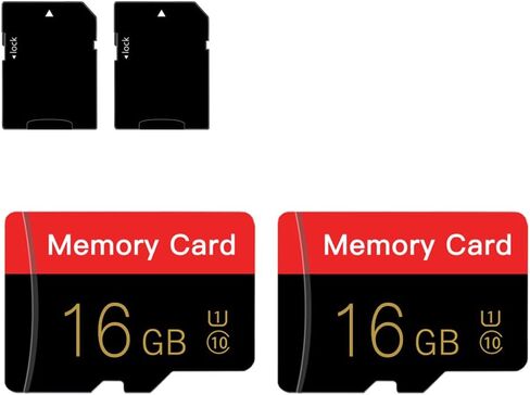 2 Pack Micro Memory Card 16 GB with Adapter, C10/U1/UHS-I/A1 TransFlash Card, TF Card for Smartphone, Tablet, Camera, Drone, Personal Computer (Red 64GB*2) in Kuwait