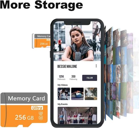 Memory Card 256GB Mini TF Card Ultra High Speed Smart Card for Android Phones,Action Camera,Tablets Expanded Storage in Kuwait