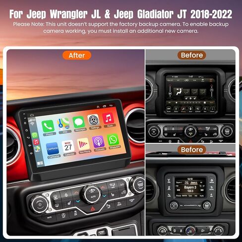 Car Radio for Jeep Wrangler JL 2018-2021 & Gladiator JT 2020-2021, 6+128GB Android 15 Car Stereo Support Wireless Carplay & Android Auto Bluetooth Voice Control/DSP/EQ/FM WiFi Backup Camera in Saudi Arabia