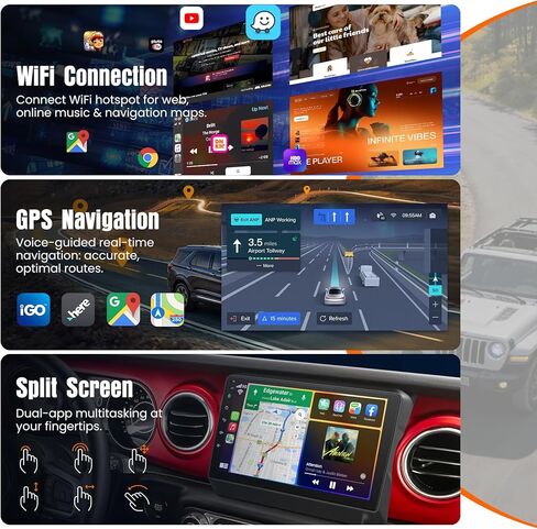 Car Radio for Jeep Wrangler JL 2018-2021 & Gladiator JT 2020-2021, 6+128GB Android 15 Car Stereo Support Wireless Carplay & Android Auto Bluetooth Voice Control/DSP/EQ/FM WiFi Backup Camera in Saudi Arabia