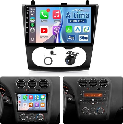 Leadfan Android Car Radio for Nissan Altima 2008 2009 2010 2011 2012 Stereo Replacement, 9 Inch TouchScreen with Wireless Carplay Android Auto Built-in Bluetooth GPS WiFi Backup Camera Mic, Manual A/C in Kuwait
