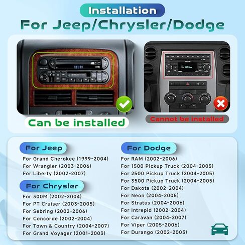 [Android 15.0/4G+64G] راديو سيارة بشاشة لمس IPS 6.86 بوصة لسيارة Dodge RAM 2002-2006/Jeep Grand Cherokee 1999-2004/لسيارة Jeep Wrangler 2003-2006 مع Carplay اللاسلكي وAndroid Auto in Kuwait