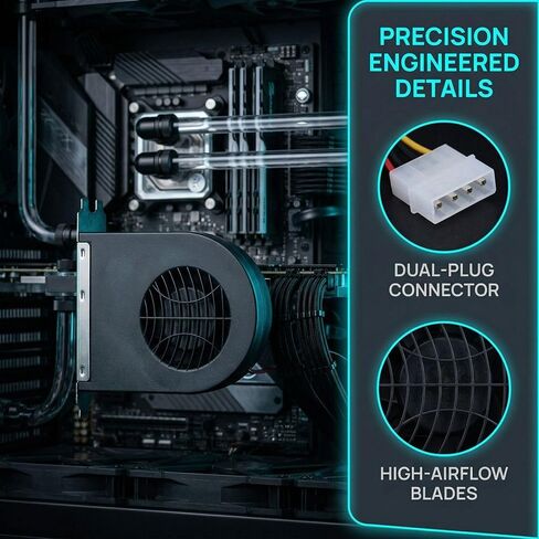 مروحة تبريد وحدة المعالجة المركزية الداخلية PCI Slot Blower 4-Pin 12V - مروحة تبريد عالية التدفق لحالة الكمبيوتر وبطاقة الفيديو، 2500 دورة في الدقيقة 28CFM تصميم منخفض الضوضاء in Kuwait