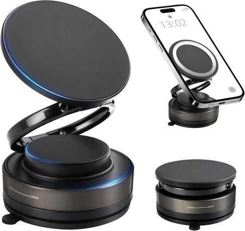 Upgraded Vacuum Magnetic Car Phone Holder for MagSafe, 360° Rotation, 96LBS Ultra Suction Cup Mount for iPhone & Android, Car/Gym/Mirror in Kuwait
