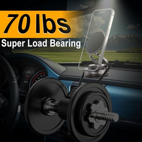 Upgraded Vacuum Magnetic Car Phone Holder for MagSafe, 360° Rotation, 96LBS Ultra Suction Cup Mount for iPhone & Android, Car/Gym/Mirror in Kuwait