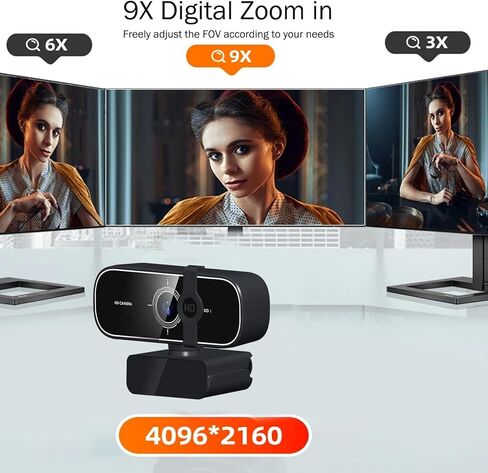 كاميرا ويب 4K، كاميرا ويب متدفقة مع جهاز تحكم عن بعد، متوافقة مع المستشعر، كاميرا كمبيوتر مزدوجة الميكروفونات لإلغاء الضوضاء، تركيز تلقائي، تصحيح الإضاءة المنخفضة مثالية للبث، OBS، الكمبيوتر الشخصي، الكمبيوتر المحمول، سطح المكتب in Kuwait