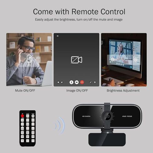 كاميرا ويب 4K، كاميرا ويب متدفقة مع جهاز تحكم عن بعد، متوافقة مع المستشعر، كاميرا كمبيوتر مزدوجة الميكروفونات لإلغاء الضوضاء، تركيز تلقائي، تصحيح الإضاءة المنخفضة مثالية للبث، OBS، الكمبيوتر الشخصي، الكمبيوتر المحمول، سطح المكتب in Kuwait