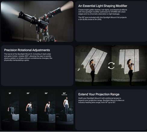 مجموعة عدسات Aputure Spotlight Mount II 36° معدّل عدسة إسقاط بيضاوية متوافقة مع Storm 400x 700x Amaran Halo 600x و300x 200x وRay 360c 660c Bowens Mount LED Light أقل من 800 وات in Kuwait