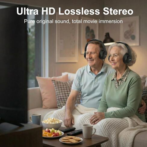 OHAYO Wireless TV Headphones for Seniors with Transmitter Charging Dock, Digital Optical AUX RCA Plug and Play Wireless Headphones for Watching TV, No Audio Delay, 100ft Range, Hearing Impaired Gifts in Kuwait