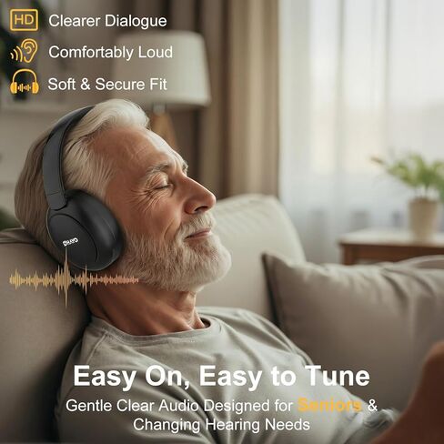 OHAYO Wireless TV Headphones for Seniors with Transmitter Charging Dock, Digital Optical AUX RCA Plug and Play Wireless Headphones for Watching TV, No Audio Delay, 100ft Range, Hearing Impaired Gifts in Kuwait