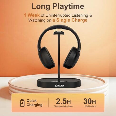 OHAYO Wireless TV Headphones for Seniors with Transmitter Charging Dock, Digital Optical AUX RCA Plug and Play Wireless Headphones for Watching TV, No Audio Delay, 100ft Range, Hearing Impaired Gifts in Kuwait