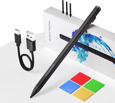 قلم Surface - قلم لجهاز Surface Pro 12/11/10/X/9/8/7/7+/6/5/Go 3/Go 2/Book/Laptop 5/Studio 2 مزود بـ 4 سنون، 4096 قلم لمس لحساسية الضغط ورفض راحة اليد وقابل لإعادة الشحن in Kuwait