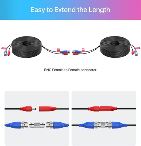 ZOSI 2MP 1080p Security Camera with 4-Pack 100ft BNC Video Power Cables, 4-in-1 TVI/CVI/AHD/CVBS Bullet Camera Indoor Outdoor Night Vision. in Kuwait
