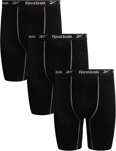 Reebok Mens Boxer Briefs - 3 Pack Big & Tall 10" Inseam Long Leg Stretch Performance Mens Underwear Boxers with Contour Pouch in Kuwait