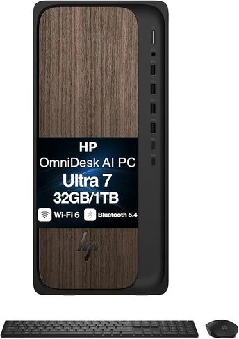 HP OmniDesk (العلامة التجارية Envy Next) M03 Premium Business Next Gen AI PC Desktop (Intel Ultra 7-265 (>i9-14900)، 32 جيجابايت DDR5، 1 تيرابايت SSD، WiFi 6، BT 5.4، DP، HDMI، Win11P) مع لوحة مفاتيح وماوس لاسلكي (متجدد) in Kuwait
