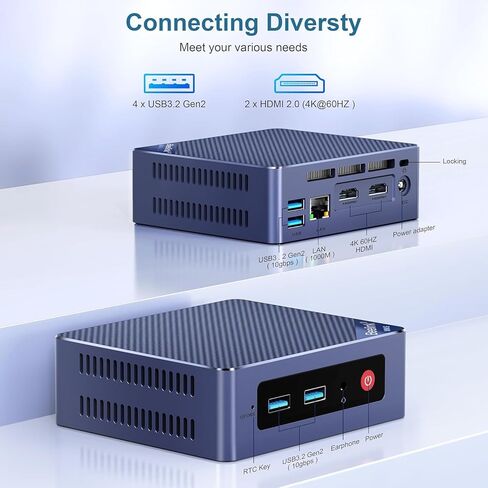 Beelink Mini PC, MINI S13 Intel Twin Lake N150 (Upgraded N100, 4C/4T), Mini Computer 16GB DDR4 RAM 500GB M.2 SATA SSD, Desktop PC Dual HDMI 4K UHD/RJ45 Ethernet/WiFi6/BT5.2/W11 Home/HTPC in Kuwait